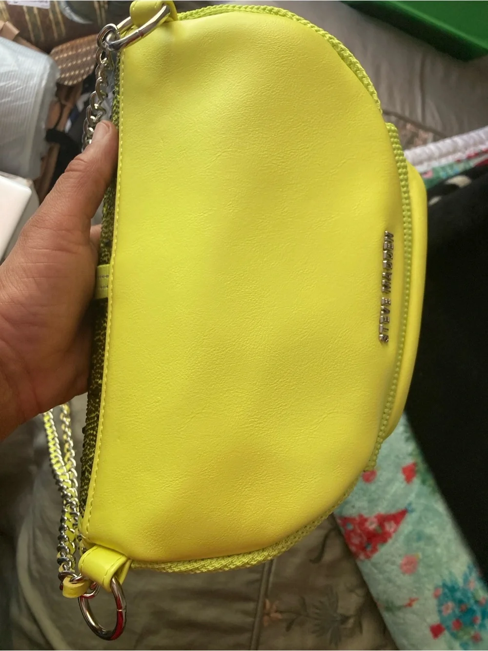 Steve Madden Neon Yellow Crossbody Belt Bag with Detachable Pouch